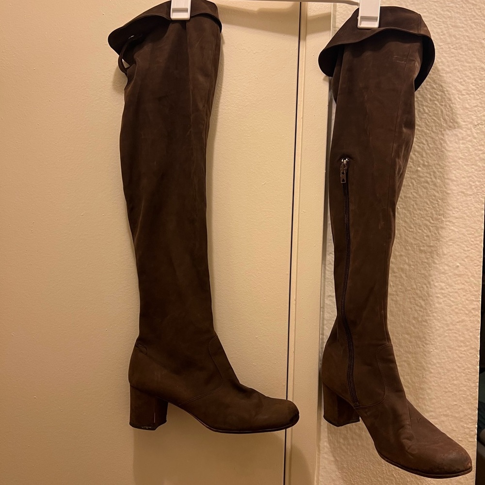 Brown Suede Over-the-Knee Boots